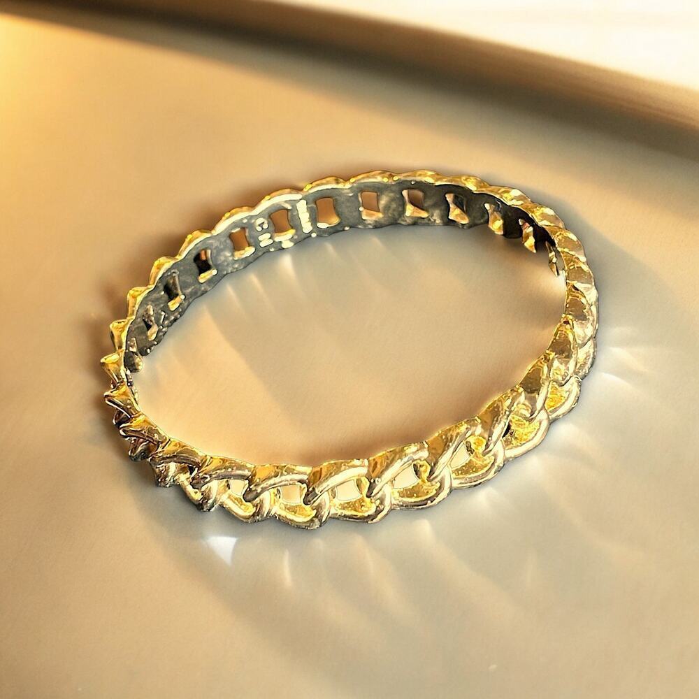 GRAZIANO CN GOLD TONE OPEN CHAIN LINK BANGLE BRACELET